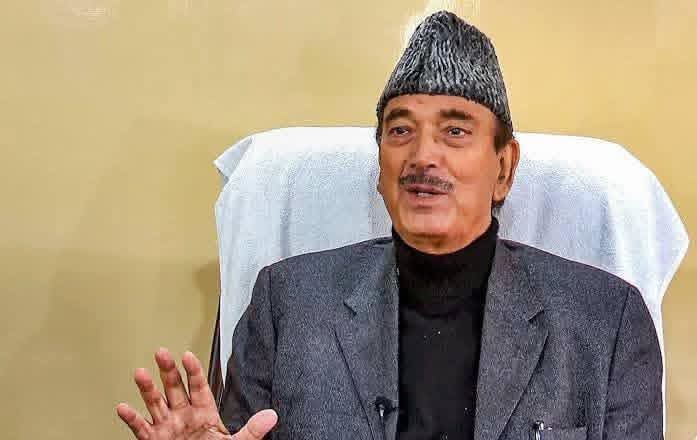 Ghulam Nabi Azad speaking at a press conference