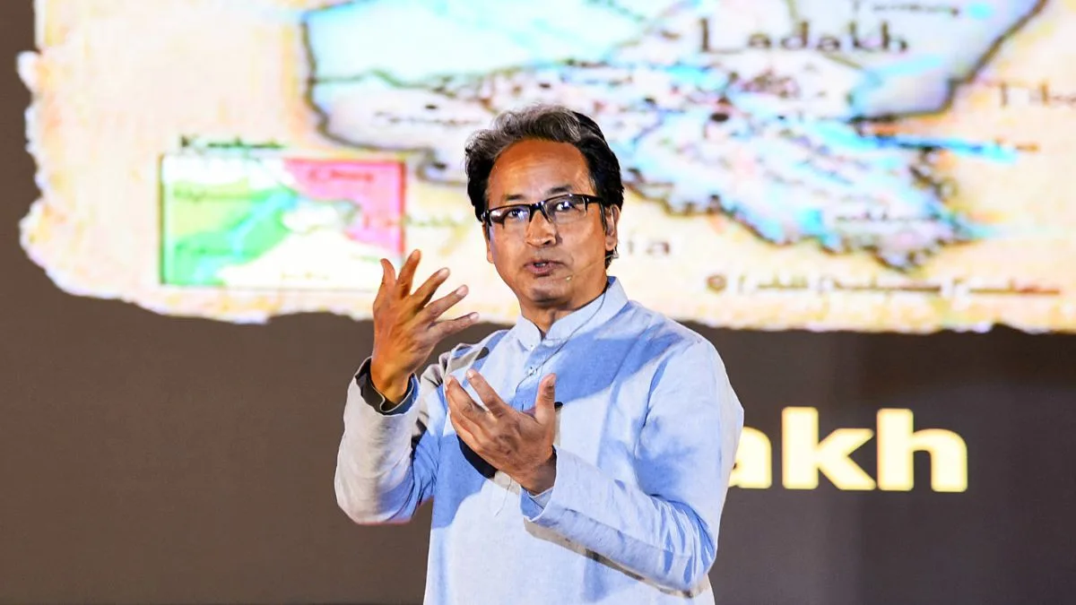 Sonam Wangchuk at a climate protest in Ladakh