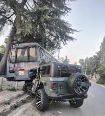 Thar and SSB bus collision at Baghat Chowk, Srinagar