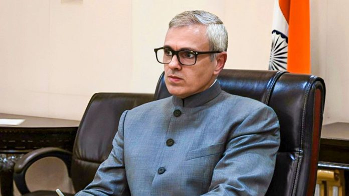 Omar Abdullah during the welfare schemes announcement.