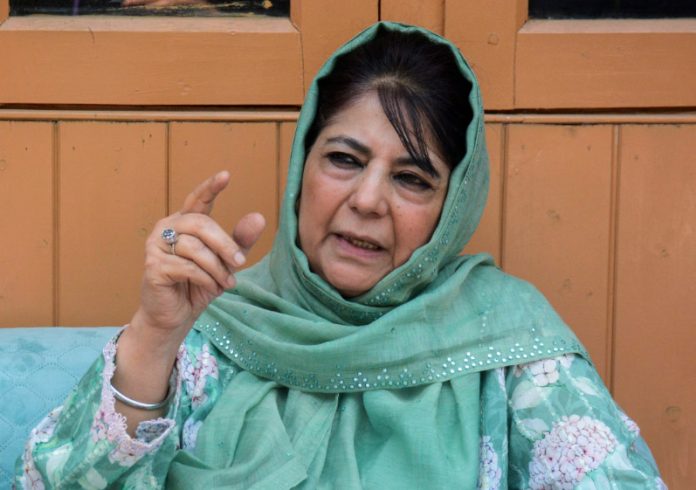 Mehbooba Mufti addresses the media in Srinagar