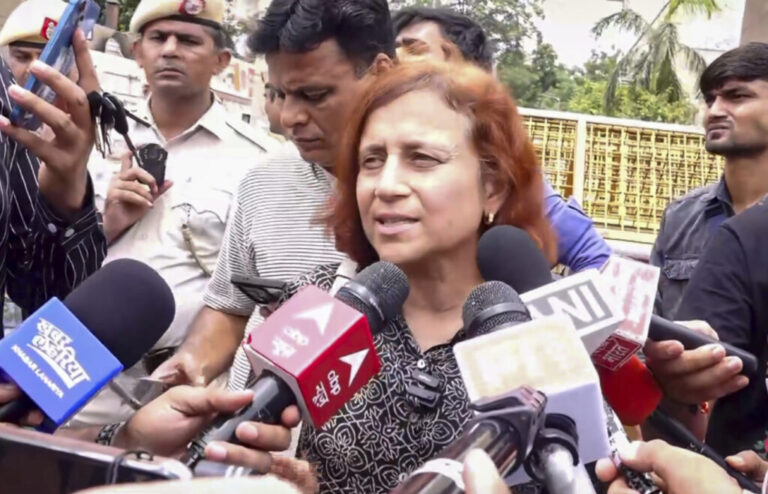 Geetanjali J. Angmo addresses media